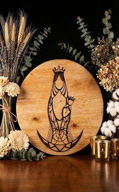 Modern Virgin in Pyrography