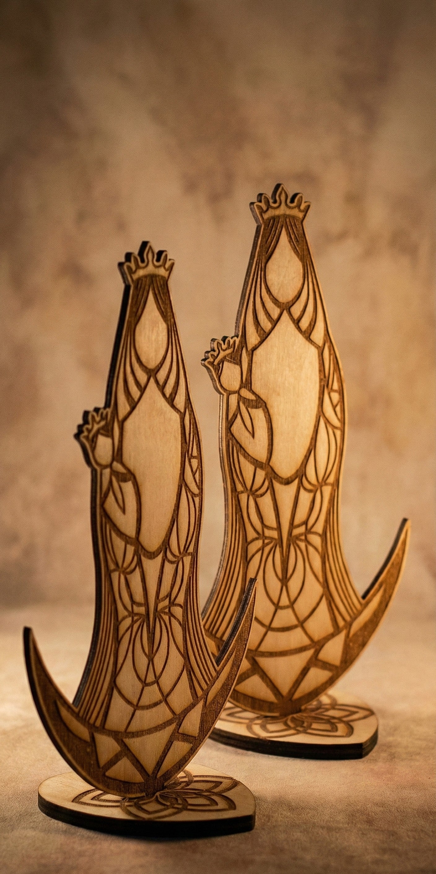 Wooden Virgin Figure – Handcrafted Pyrography in Relief