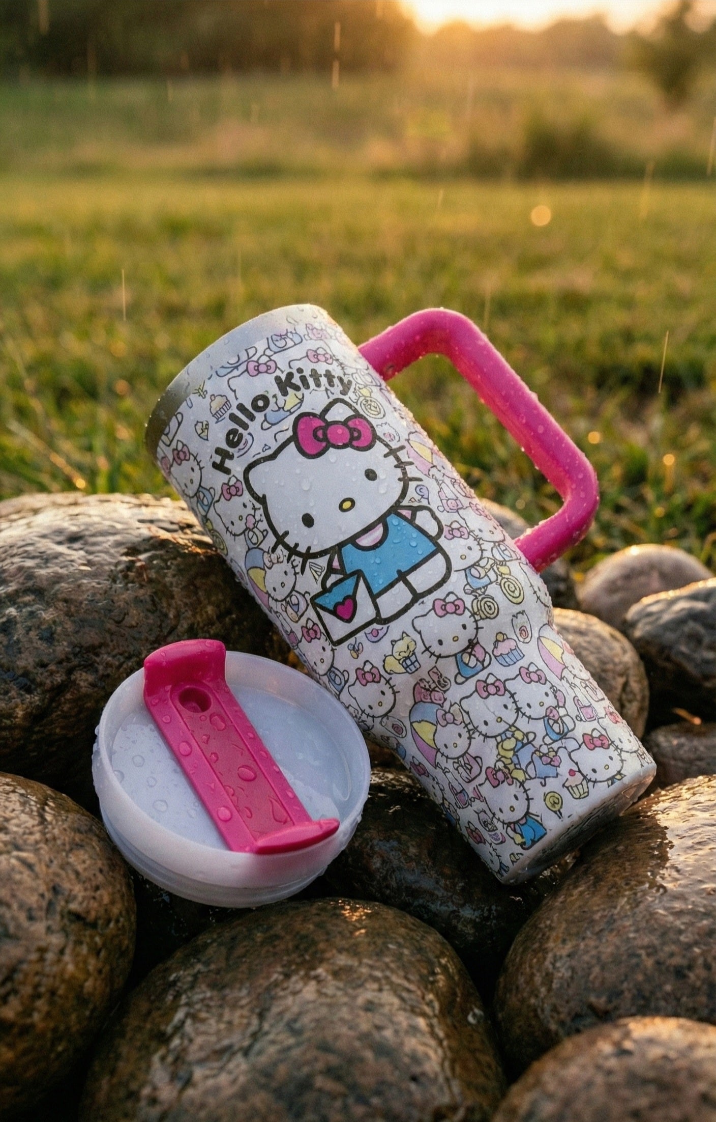 Hello Kitty Thermal Tumbler – Custom Design with Pink Handle