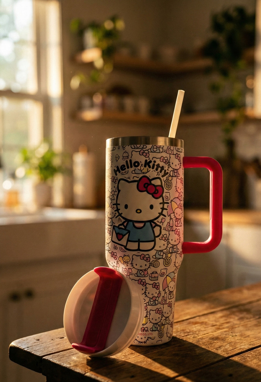 Hello Kitty Thermal Tumbler – Custom Design with Pink Handle