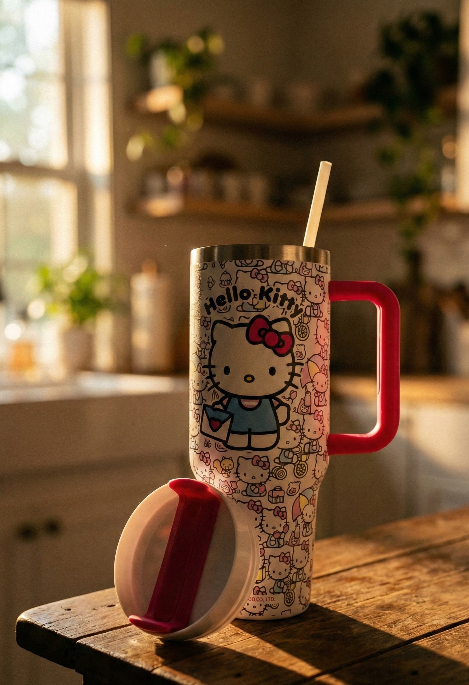 Hello Kitty Thermal Tumbler – Custom Design with Pink Handle