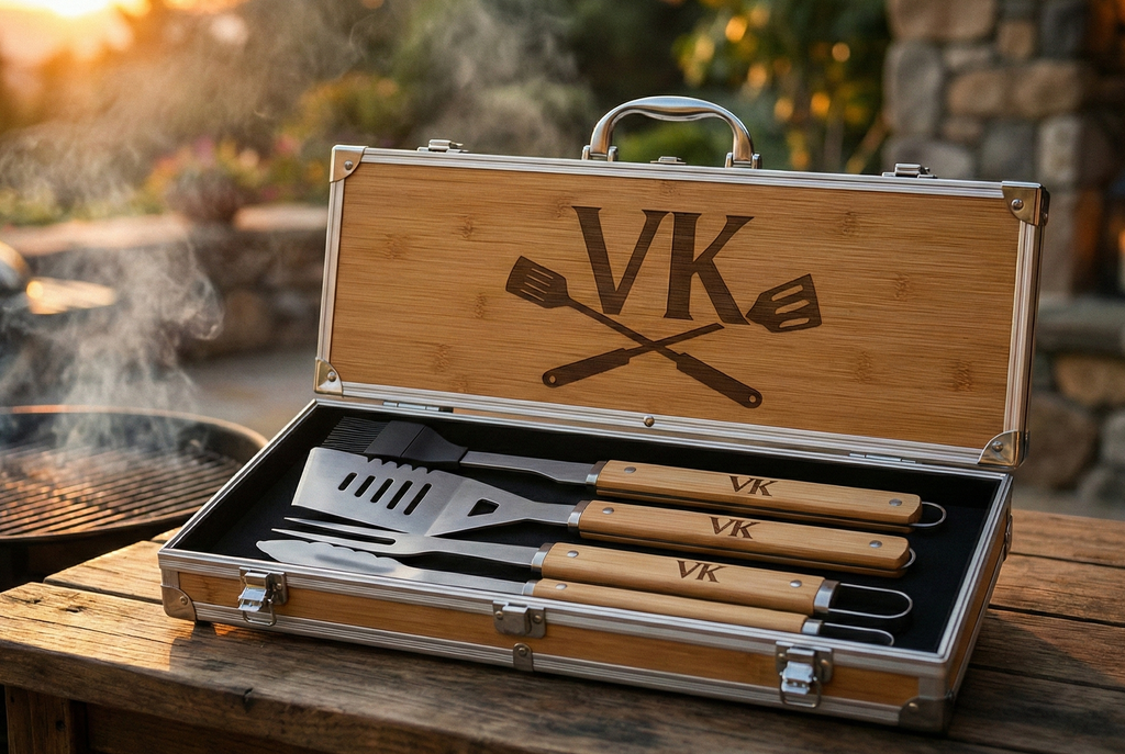 Set de Parrilla Premium con Grabado Láser